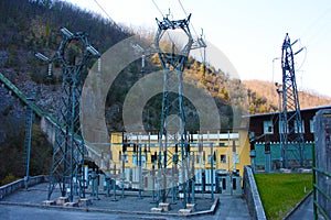 Hydroelectric power plant built by man to create clean energy and save. global warming prevention system