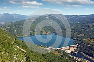 Hydroelectric power plant Perucac on Drina river landscape photo