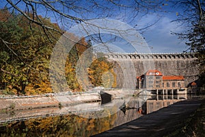 Hydroelectric power plant with reservior in Pilchowice