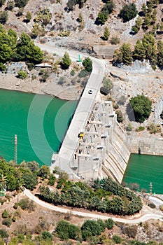 Hydroelectric Power Station with dumb at green water
