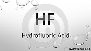 Hydrofluoric acid chemical formula on waterdrop background