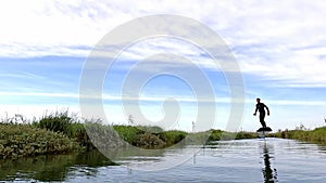 Hydrofoil rider gliding over the water