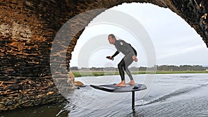 Hydrofoil rider gliding over the water