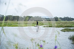 Hydrofoil rider gliding over the water