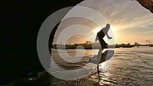 Hydrofoil rider gliding over the water