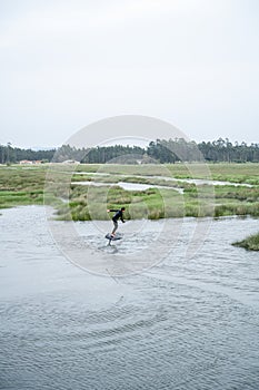 Hydrofoil rider gliding over the water