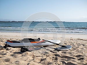 Hydrofoil unmounted on the beach