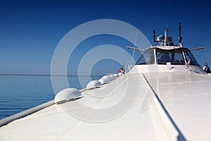 On hydrofoils meteor swims in day at seaside