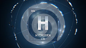 Hydrogen as Element 1 of the Periodic Table 3D illustration on blue background