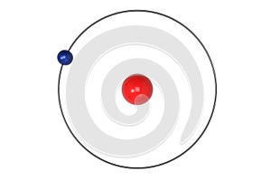 Hydrogen Atom Bohr model with proton, neutron and electron