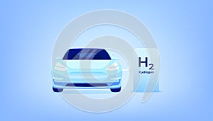 Hydrogen car and energy refill. Hydrogen filling station.