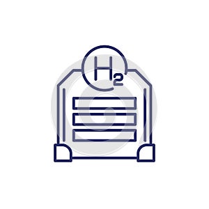 hydrogen cell line icon on white, vector