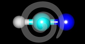 Hydrogen cyanide molecular structure isolated on black
