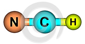 Hydrogen cyanide molecular structure isolated on white photo