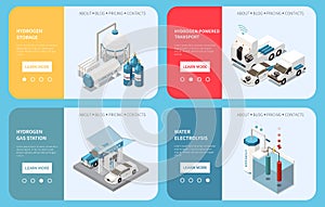 Hydrogen Energy Isometric Web Banners