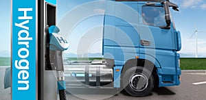 Hydrogen filling station with fuel cell semi truck