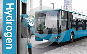 A hydrogen fuel cell bus with filling station