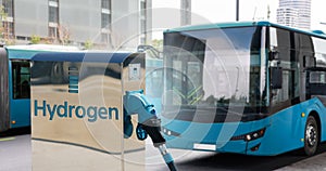 A hydrogen fuel cell bus with filling station