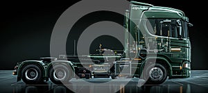 Hydrogen fuel cell engine in green transport truck a sustainable transport marvel photo