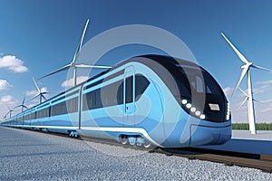 A hydrogen fuel cell train stands at the station