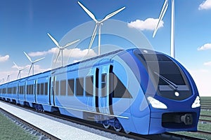 A hydrogen fuel cell train stands at the station