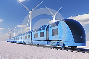 A hydrogen fuel cell train stands at the station