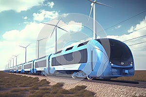 A hydrogen fuel cell train stands at the station