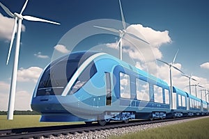 A hydrogen fuel cell train stands at the station