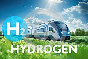 Hydrogen Fuel Cell train or Tram, Concept Sustainability Green Metro Zero Emission