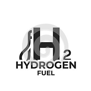 Hydrogen fuel logo. filling station, eco friendly industry and alternative energy symbol