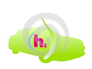 Hydrogen fueled car logo vector