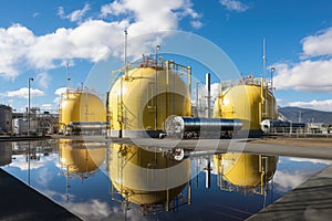 hydrogen gas storage tanks in industrial setting