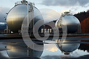 hydrogen gas storage tanks in industrial setting