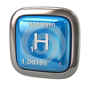 Hydrogen H chemical element from the periodic table blue icon