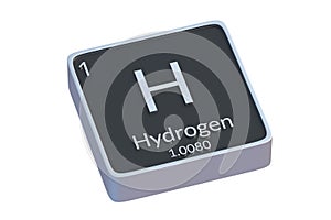 Hydrogen H chemical element of periodic table isolated on white background