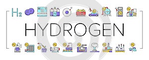 Hydrogen Industry Collection Icons Set Vector .