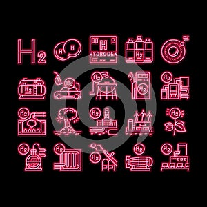 Hydrogen Industry neon glow icon illustration