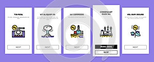 Hydrogen Industry Onboarding Icons Set Vector