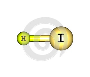 Hydrogen iodide (HI) molecular structure on white background