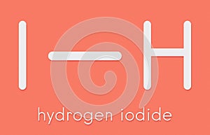 Hydrogen iodide HI molecule. Skeletal formula.