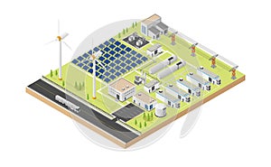 Hydrogen microgrid isometric graphic
