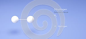 hydrogen molecule, molecular structures, dihydrogen, 3d model, Structural Chemical Formula and Atoms with Color Coding