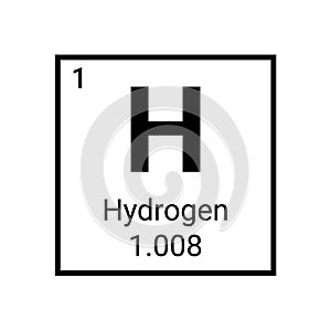 Hydrogen periodic table element. Hydrogen symbol chemical sign