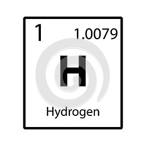 Hydrogen periodic table element icon on white background