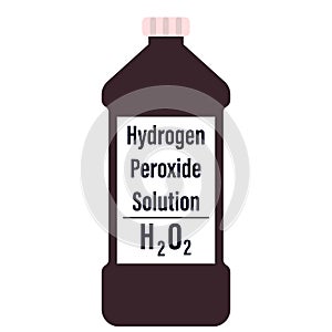 Hydrogen peroxide solution in a black big plastic bottle photo