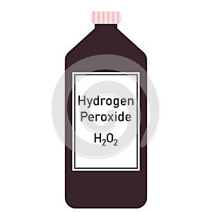 Hydrogen peroxide solution in a black big plastic bottle
