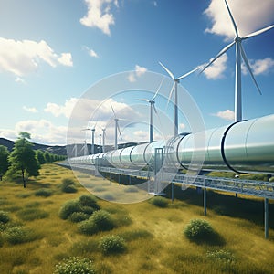 A hydrogen pipeline with wind turbines 2