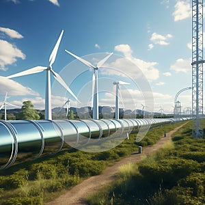 A hydrogen pipeline with wind turbines 3