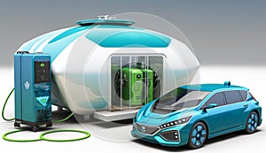 hydrogen power car vehicles ,hydrogen stations, green hydrogen and renwable power concept. AI Generative