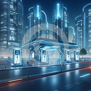 Hydrogen-powered office complex, Ai generated image